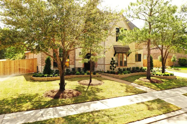 Corner-lot refresh — layered beds and stone borders