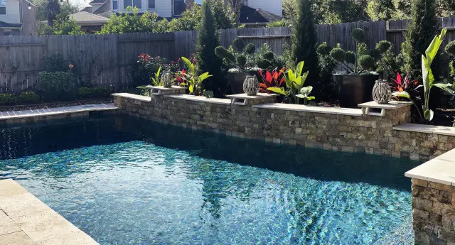 Planting bed along the spa wall