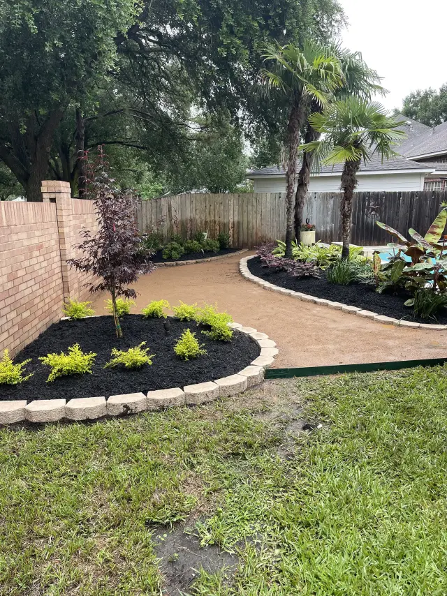 Path through new tropical beds